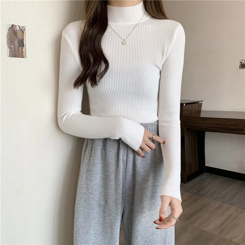 Women's Inner Long Sleeve Top Stylish Knitted Base Layer Sweater Solid Color Spring Autumn Clearance Warehouse Liquidation LX34