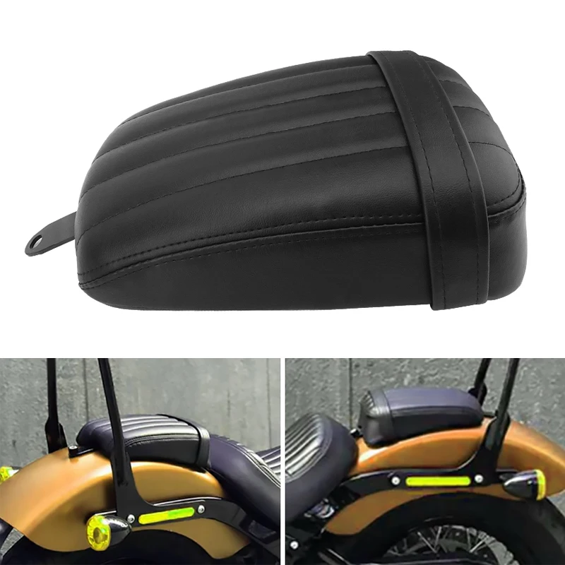 Motorcycle Black Pillion Pad Seat Cushions Solo Rear Seat Passenger Saddle For Harley Softail Street Bob 2018-2022 FXBB Model