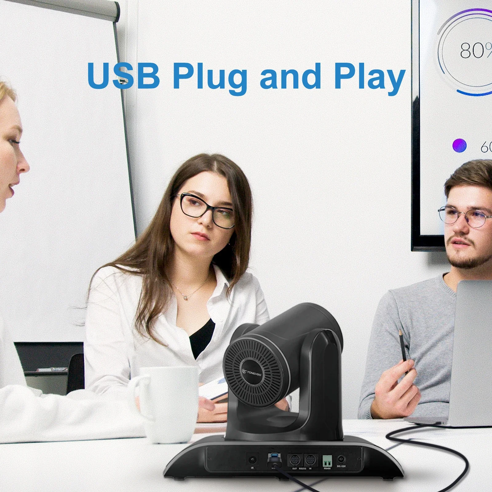 Câmera PTZ 4k de alta resolução Conexão USB3.0 AI Tracking Câmera de videoconferência Igreja/fluxo vivo