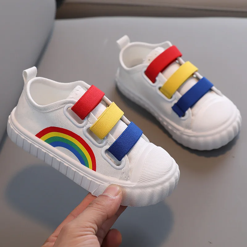 Kids Canvas Shoes 2023 Spring and Autumn Boys Board Shoes Girls Little White Shoes Kindergarten Indoor Shoes