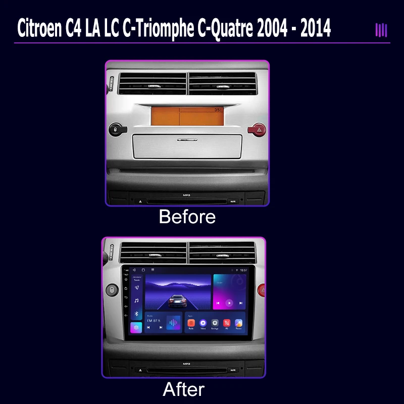 roadivox Android Car Radio for Citroen C4 LA LC C-Triomphe C-Quatre 2004 - 2014 GPS Navigation Video Screen Multimedia Player