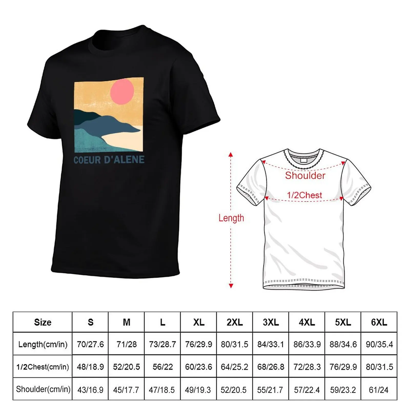 Coeur d'Alene, Idaho T-Shirt Casual Pattern Print Tee Shirt
