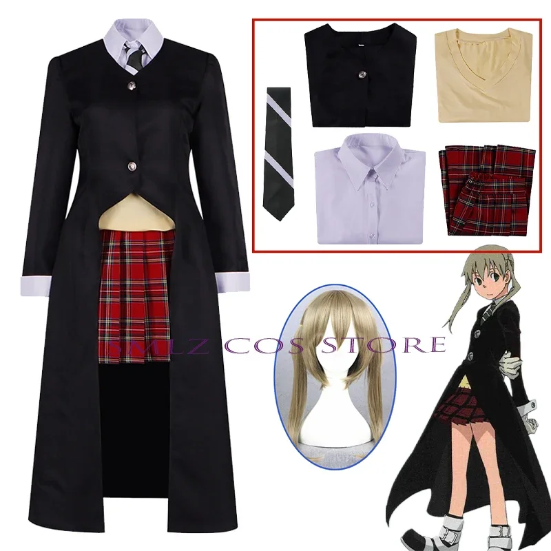 Maka Albarn Cosplay Anime Soul Eater Costume Women Girl Skirt Uniform Suit Wig Halloween Party Role Play Outfit Maka Cos Prop