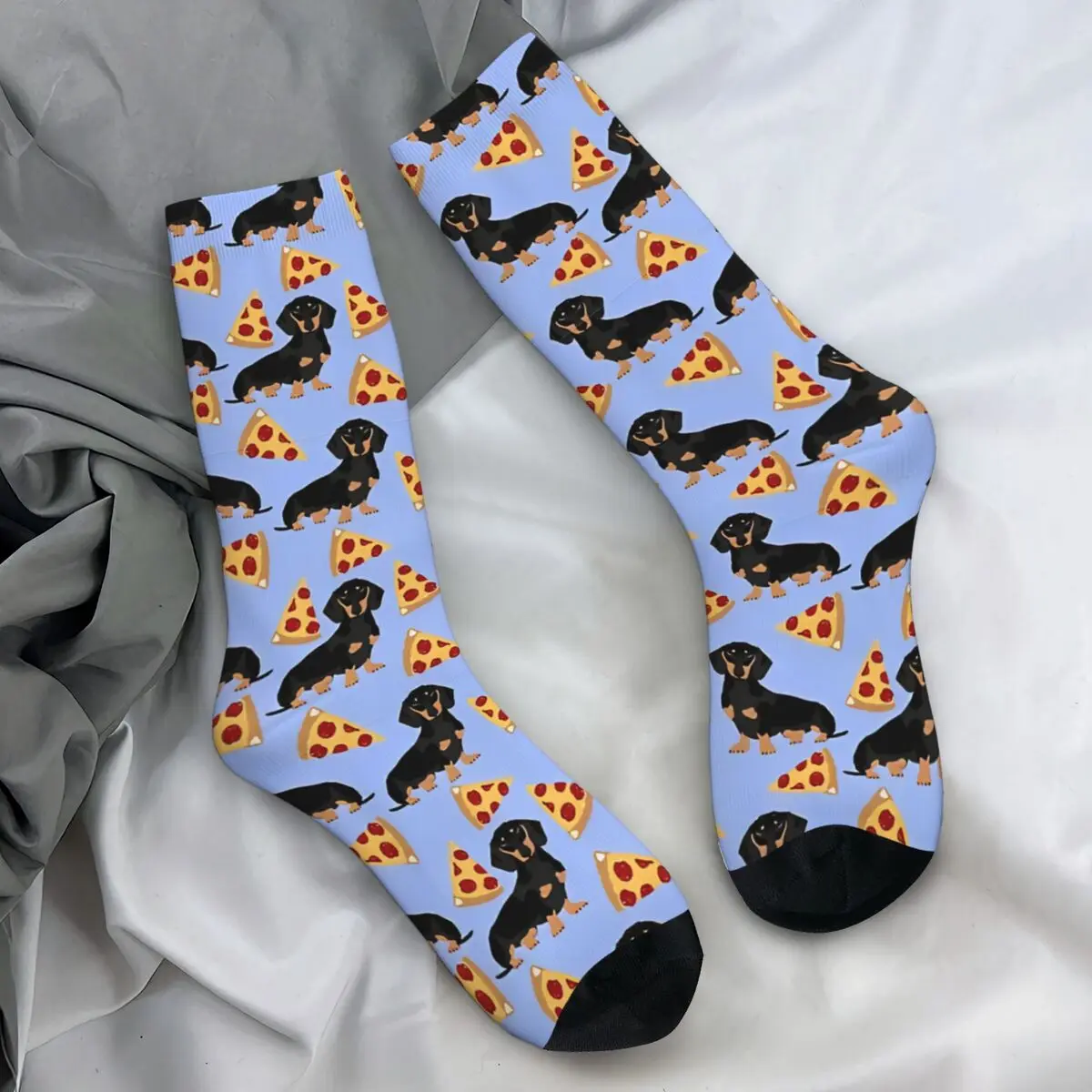 Pizza Pattern Socks Dachshund Dog Casual Stockings Unisex Men Breathable Climbing Socks Autumn Custom Anti-Slip Socks