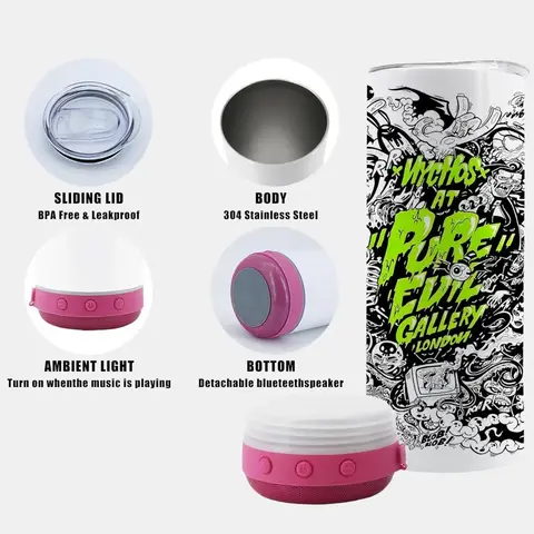 ब्लूटूथ सक्षम 20oz डबल-दीवार वाला स्टेनलेस स्टील टम्बलर स्ट्रॉ और ढक्कन के साथ, वैक्यूम इंसुलेटेड सब्लिमेशन डिज़ाइन, खाली 10 best sales 20 औंस का गिलास - №3