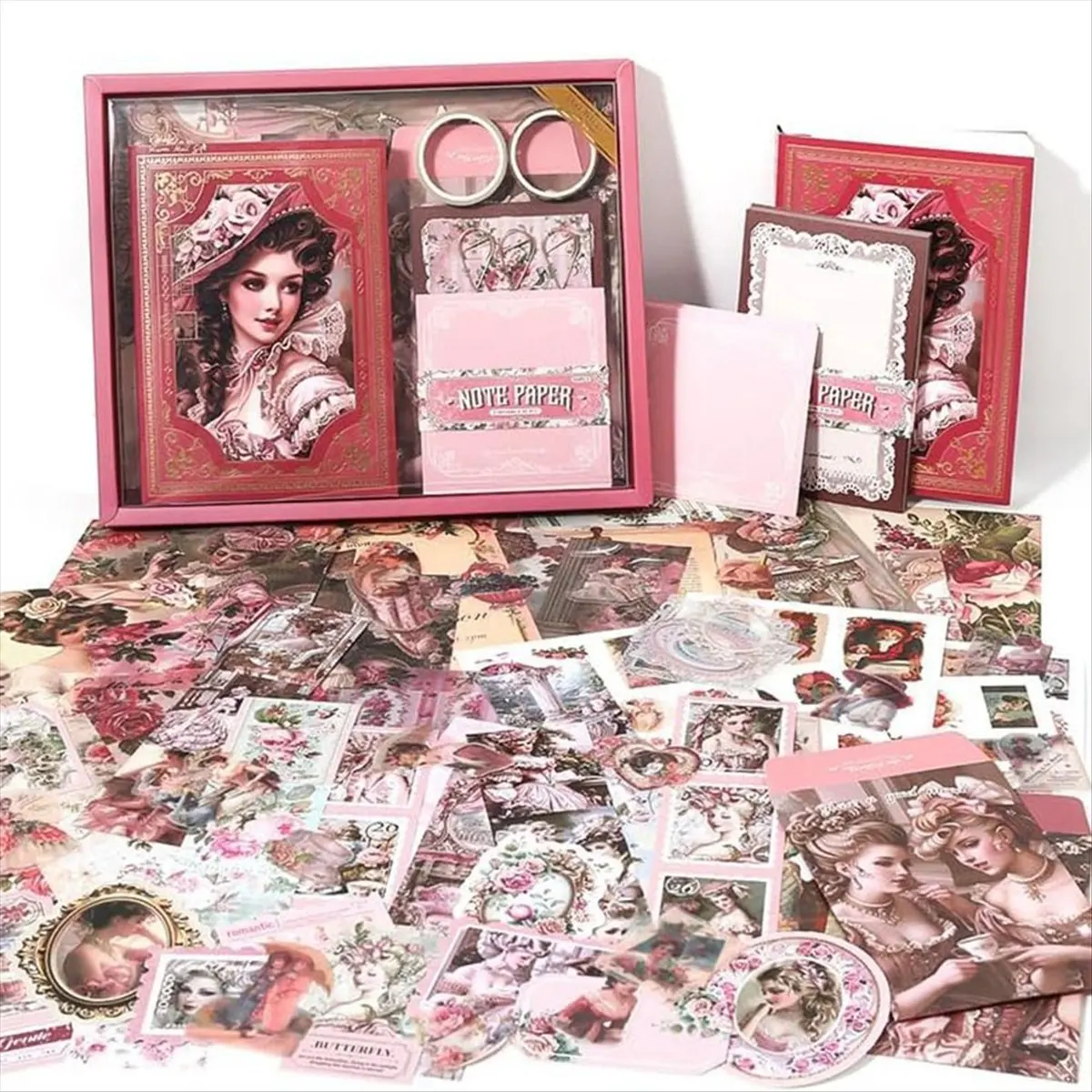 HITL 140PCS Vintage Scrapbooking Kit - Aesthetic Classical Art Supplies for Journals, DIY Crafts, -Journals