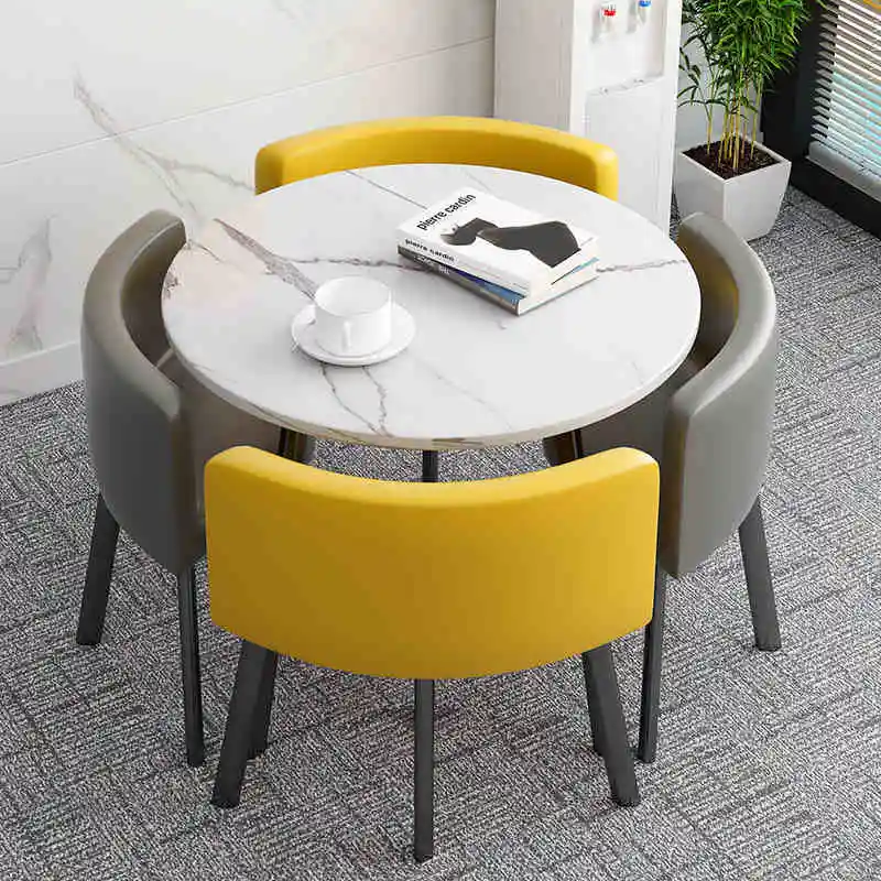 Folding table, household small dining table, shop noodle negotiation table, table and chair combination, reception round table