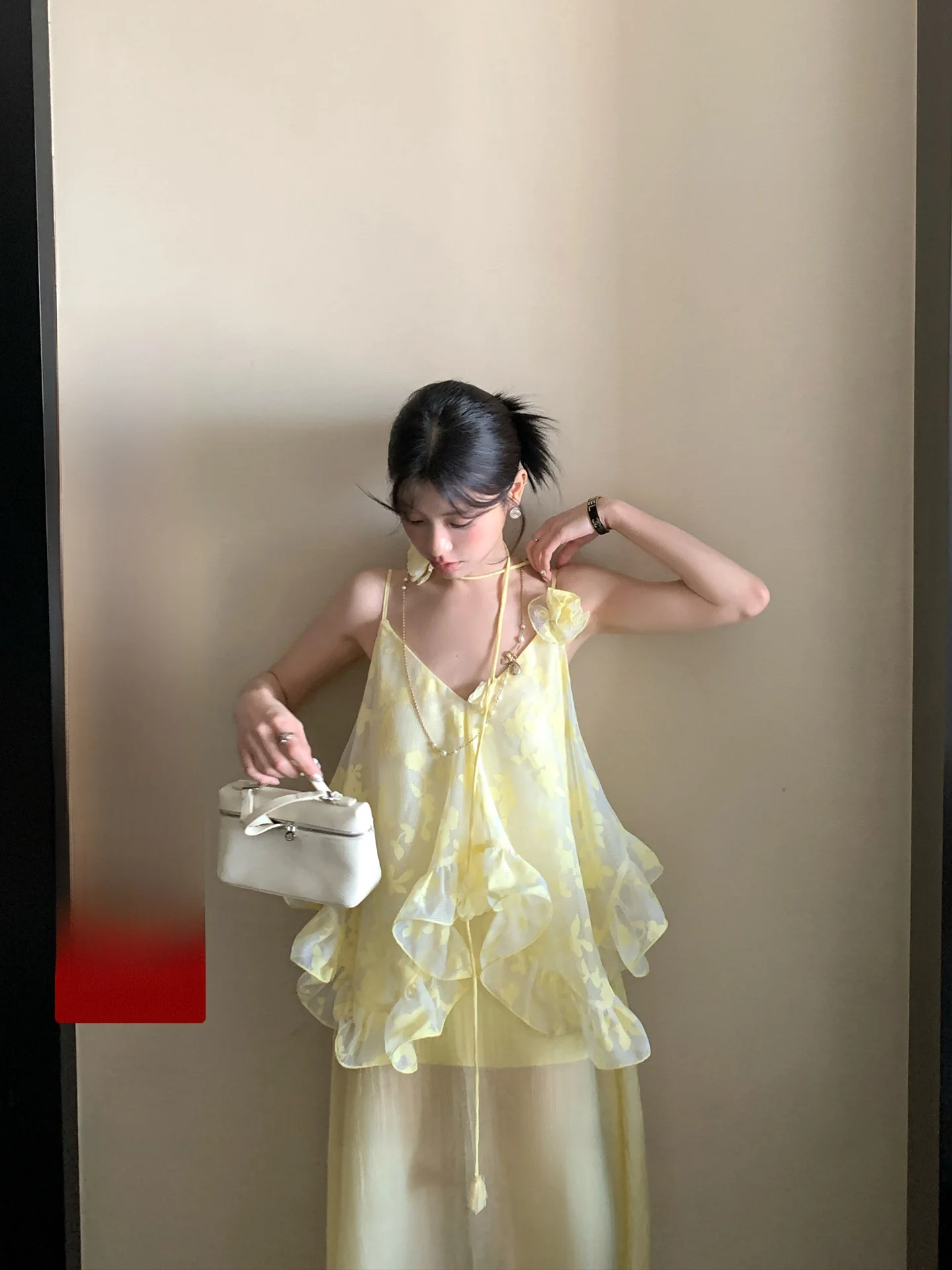 LIONE Sweet Sister Fairy Long Dress Burned Flower Strapless Gown French Style Loose Waist Summer Fashion for Ladies Music Fes...