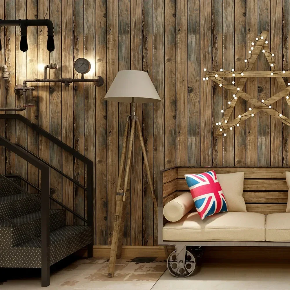 

Самоклеящиеся обои под дерево в ретро-стиле для гостиной, имитация деревянных планок, съемные виниловые наклейки для стен.