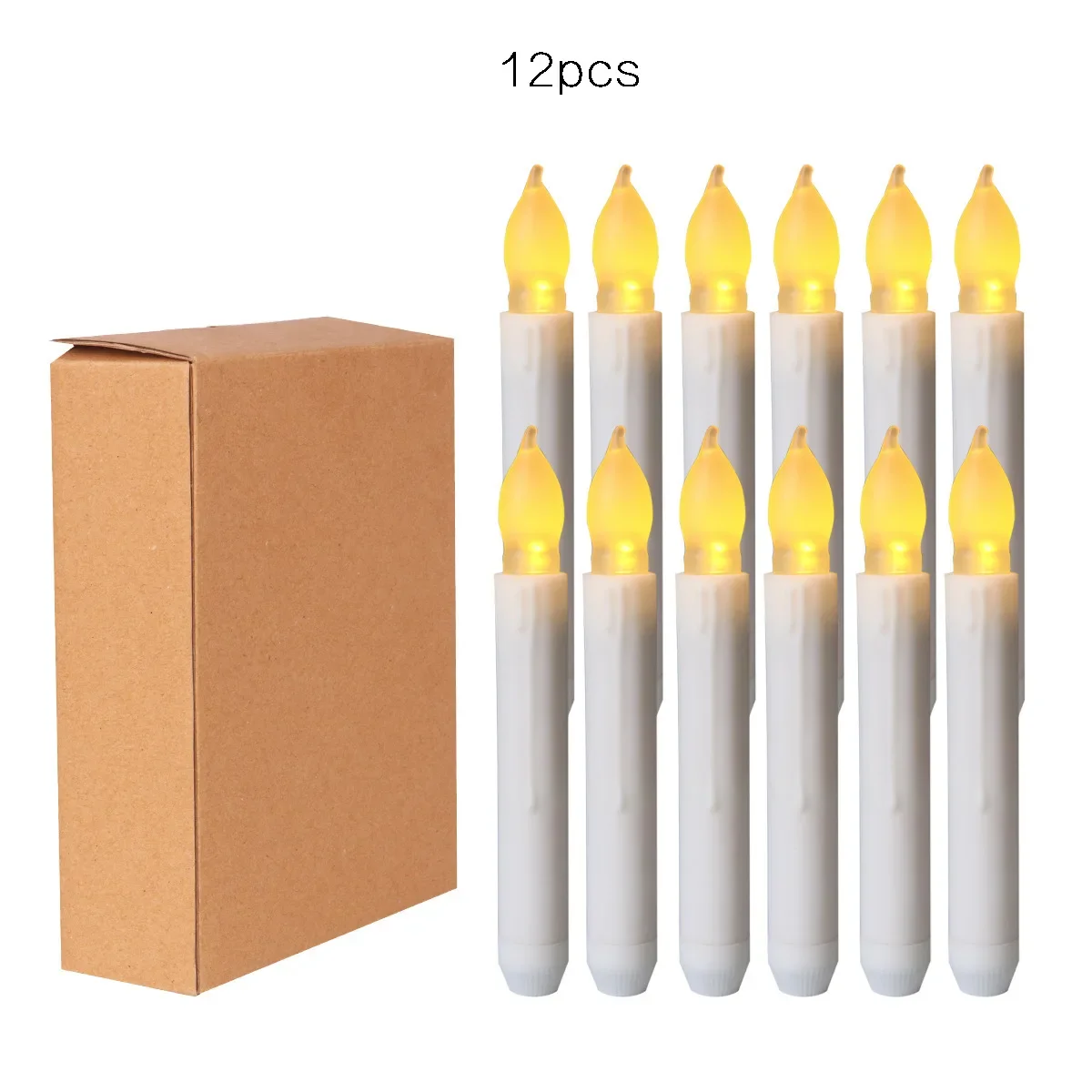 12Pc LED Flameless Taper Candles 6.5/11