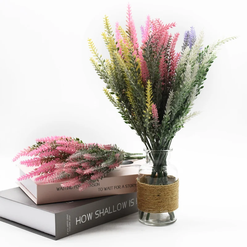 인공 식물 스크랩북 플라스틱 라벤더 꽃병 방 홈 장식 장식 화분 정원 저렴한 결혼식 장식 꽃