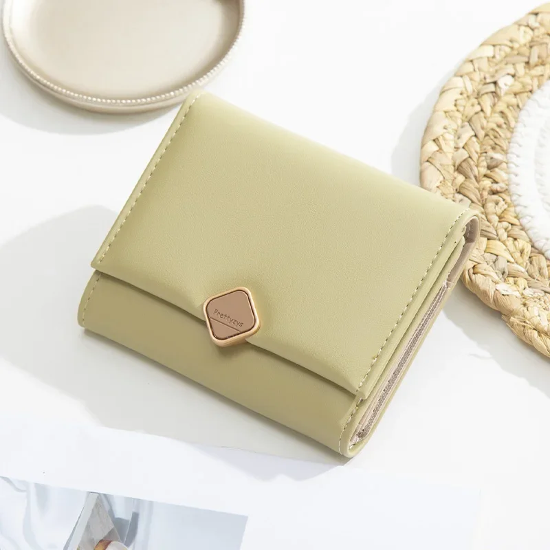 brand Fashion Women Short Wallet Simple Three Fold Soft PU Leather Female Fresh Coin Purse Card Holder Ladies Clutch