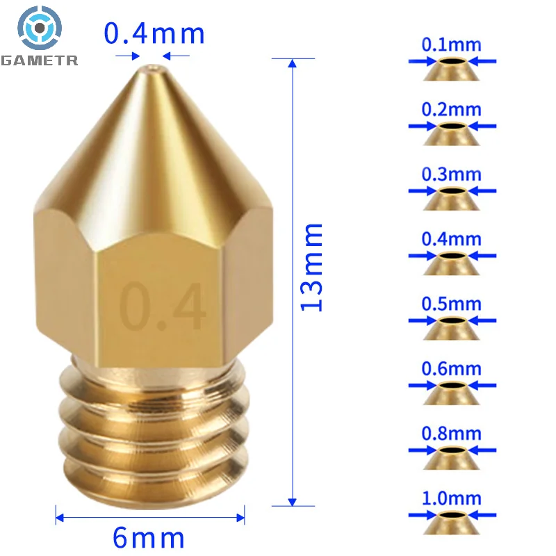 Buse pointue en cuivre jaune pour imprimante 3D Makerbot MK8, pièces d'extrudeuse, tête d'impression, 1.75mm, 0.2mm, 0.3mm, 0.35mm, 0.4mm, 0.5mm, 0.6mm, 0.8mm, 1.0mm