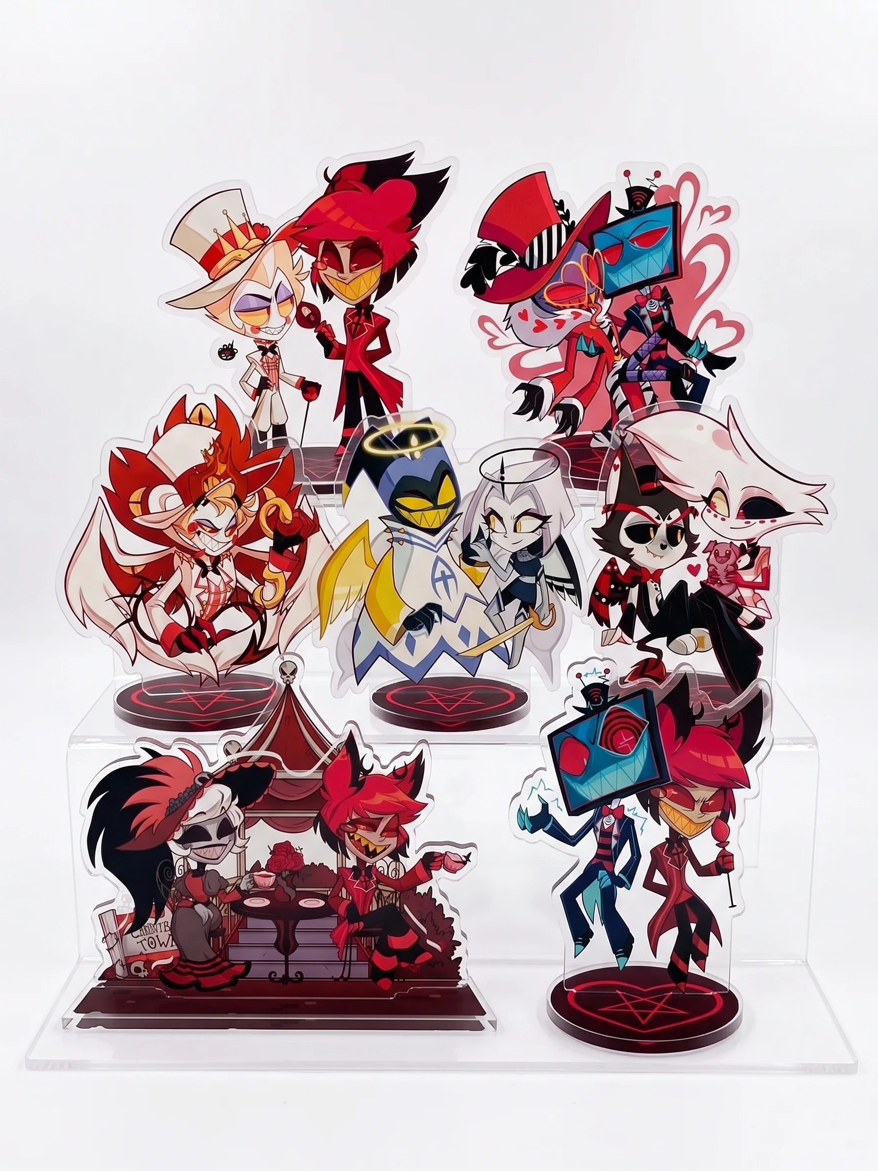 Hazbin Hotel HH Alastor Lucifer Vox 15cm Acrylic Stand Figure Model Keychain Desk Decoration Cosplay Fans Gifts Collection Plate