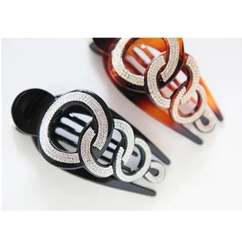 موضة ذيل حصان مشبك شعر دبوس مشط البلاستيك الراين مخلب شعر السلطعون الفك المشابك قبضة اكسسوارات تصفيف الشعر للنساء