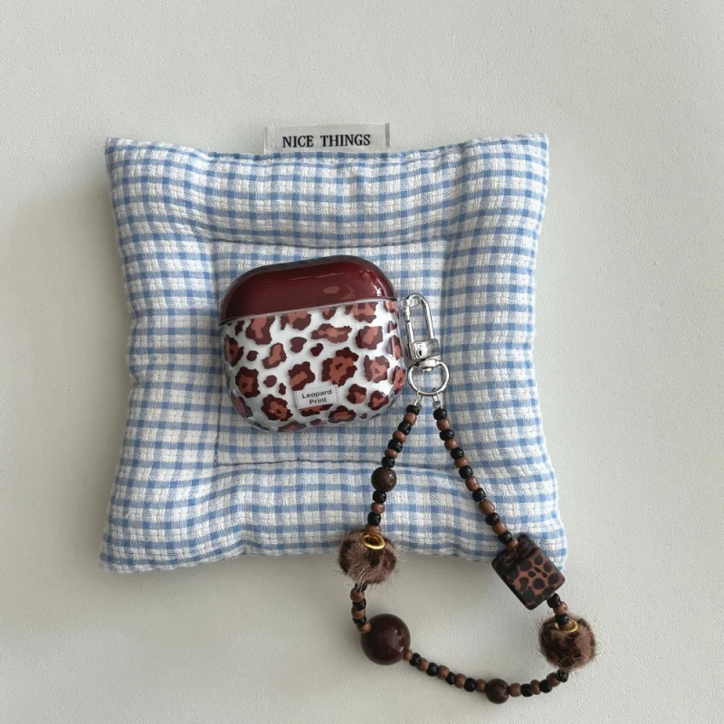 

Personalized brown leopard print earphone case compatible with Appleairpods3/4Minimalist Lanyard CasePRO2/PRO3All Inclusive