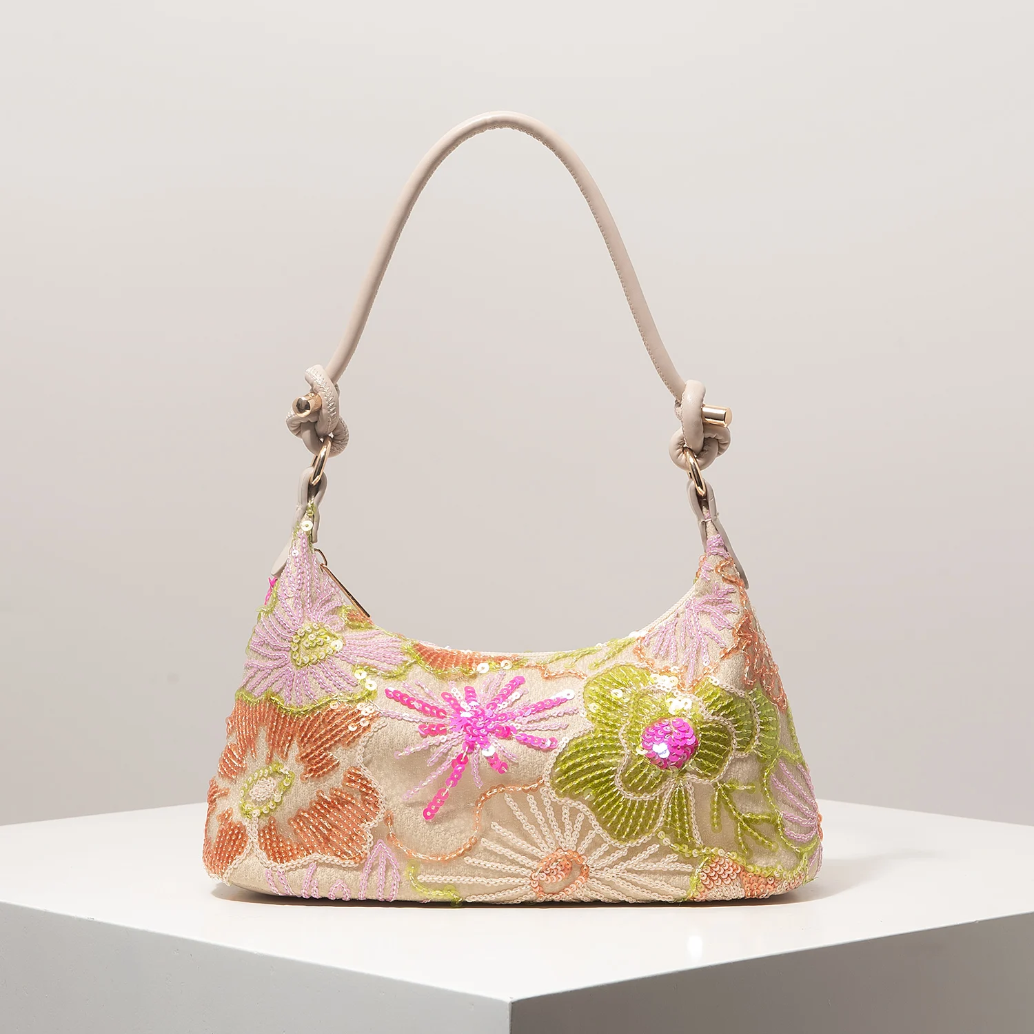 Bolso de Hombro para Mujer, Bolso de Lentejuelas, Estampado Floral, Bolso Bordado, Noche de Gala, Atuendos de Fiesta, Artículos de Boda, Elegante, Regalos, Diseño Aleatorio