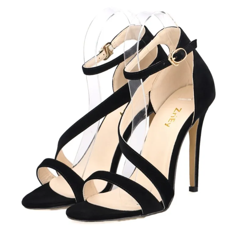 

Euro-American sexy velvety high-heeled open-toe ladies' sandals, fashionable and comfortable 10cm high heels