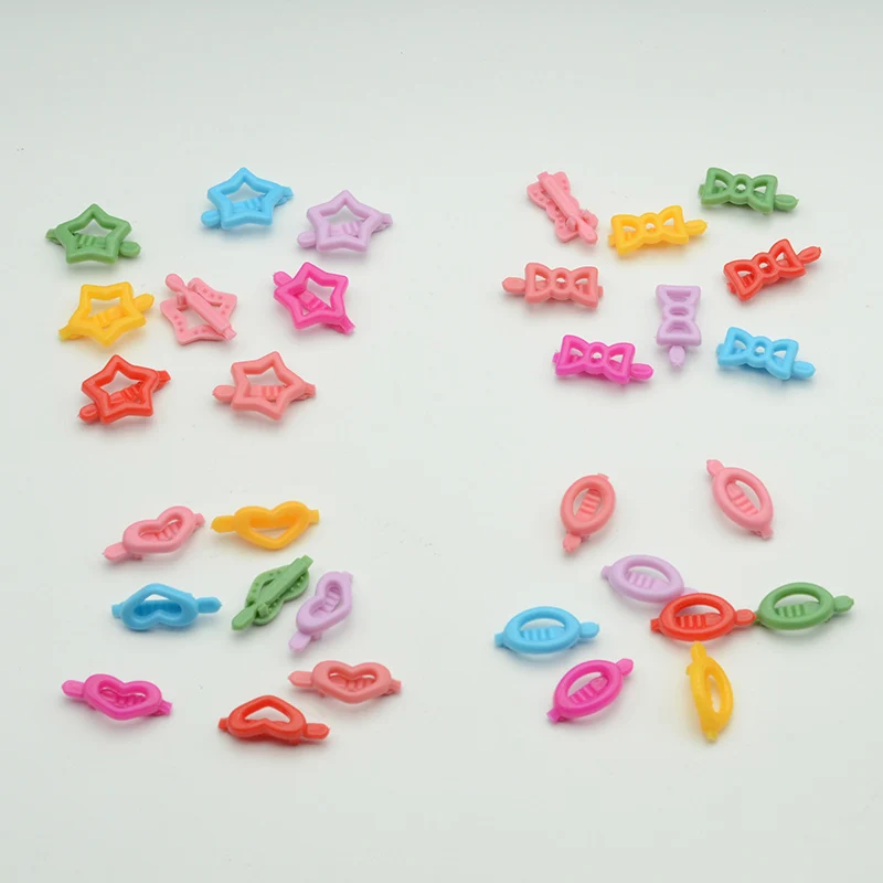 100 sztuk słodkie kolorowe serce plastikowe boczne spinki dzieci dziewczyny motyl bowhair spinki akcesoria do włosów żaba łuki klamry do włosów