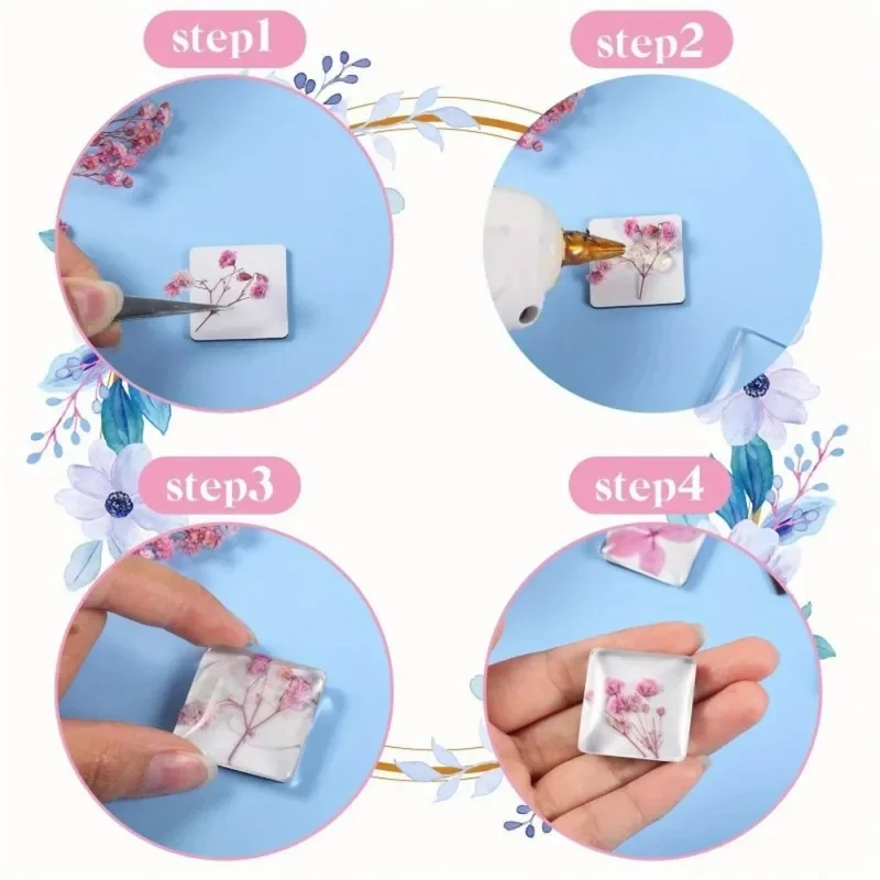 Transparent Convex Glass Fridge Magnets 50 Set, Square Round Adhesive Back Decor Magnets For Home Office Refrigerator