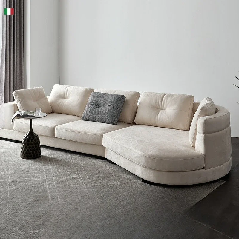 Italian minimalist modern minimalist living room down curved  designer fabric sofa combination cream style