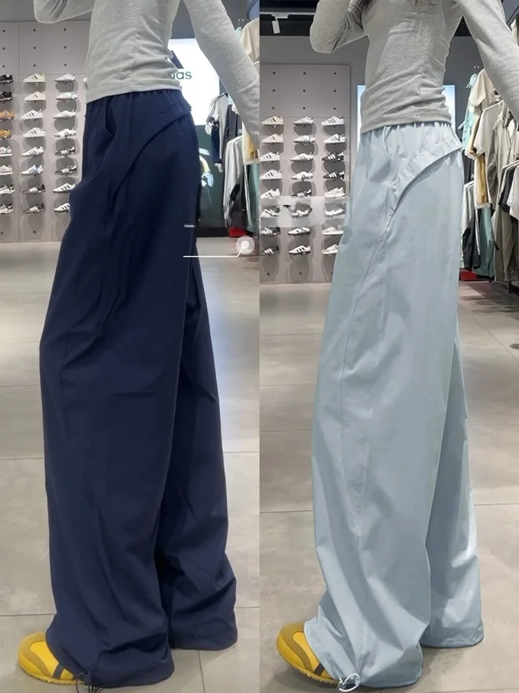 

American Sle Loose High Waist Thin Summer Work Pants Women's Qui Dry Sport Casual Wide Leg Pants Casual ket Design
