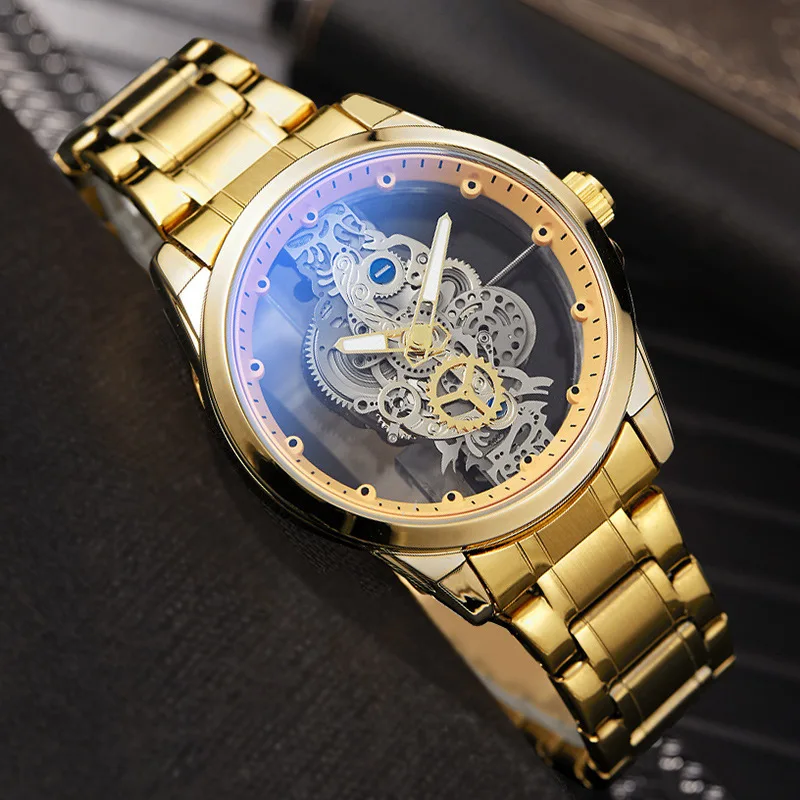 UTHAI L45 Male\'s Watches Brand Luxury Double-sided Hollow Full-automatic Tourbillon Waterproof Fashion Quartz Watch For Men