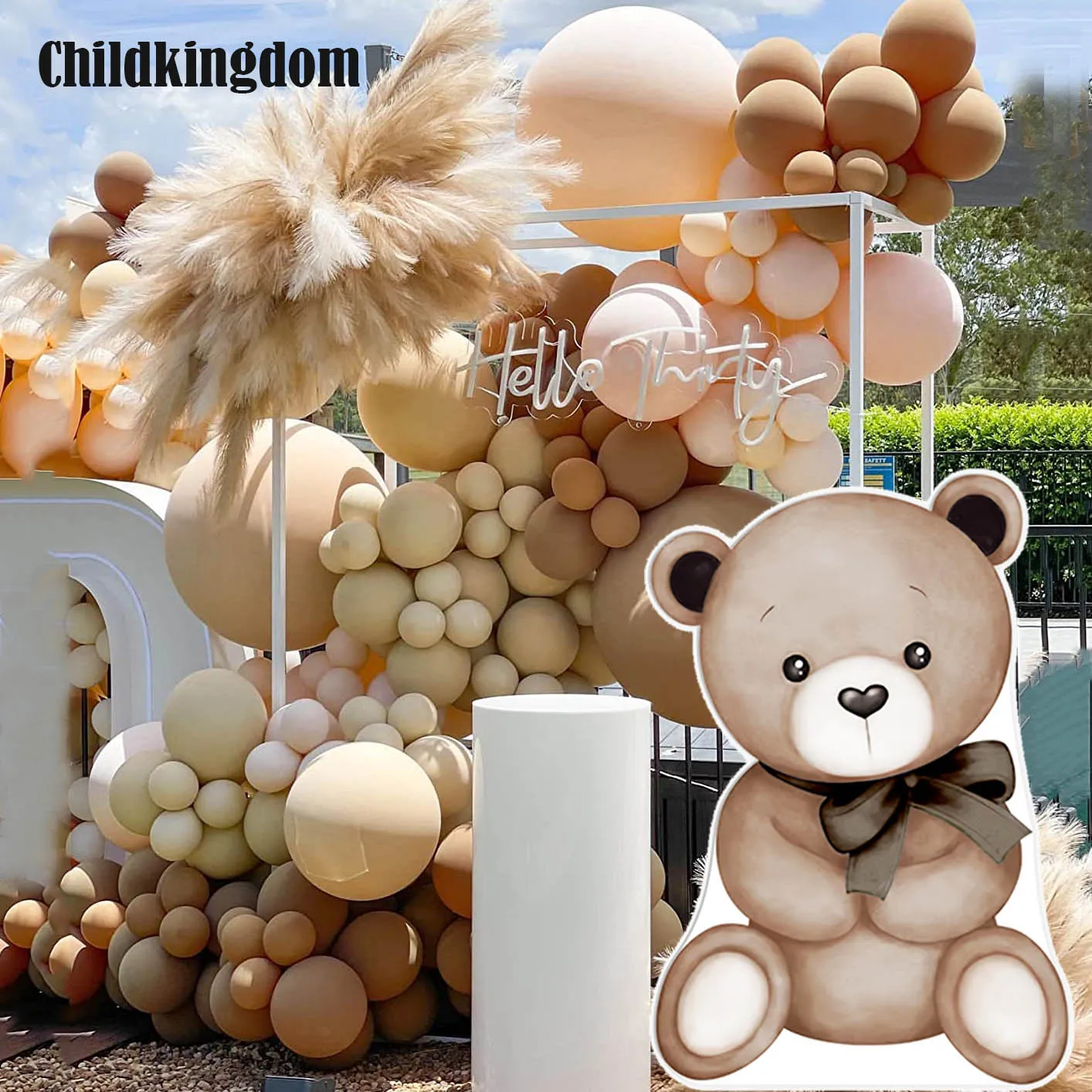 Bear we can bearly wait Balloon Arch Backdrops Brown Bear Cutouts KT Board Boho Birthday Party Backdrops Baby Shower Background