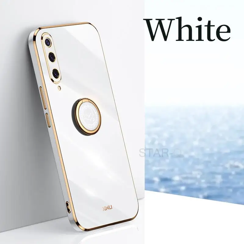 A50S A30S Plating Ring Holder Phone Case On For Samsung Galaxy A50 A7 2018 A30 A70 Luxury Silicone Stand Cover A 50 30