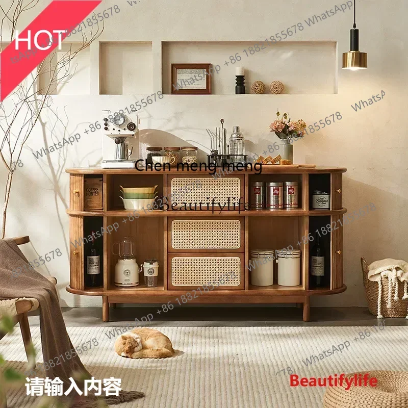 style  Japanese retro roller shutter storage entrance cabinet Nordic solid wood locker ss 8617