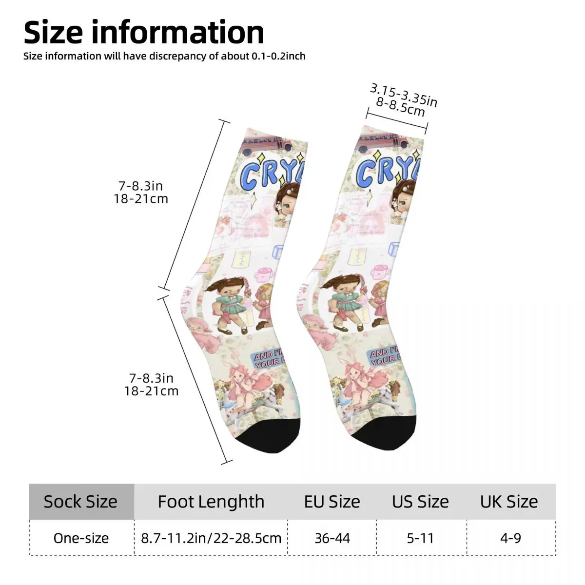 Crazy Design Portals Melanies Martinez Cry Baby Basketball Socks Polyester Middle Tube Socks for Unisex Non-slip