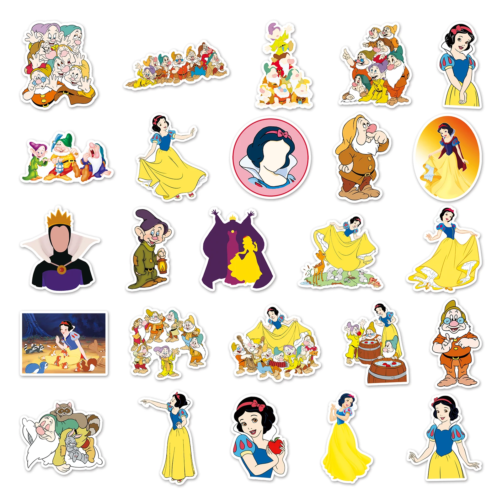 10/50 pçs disney neve branca princesa adesivos estéticos dos desenhos animados anime graffiti decalque para criança brinquedo telefone guitarra clássico brinquedos do miúdo