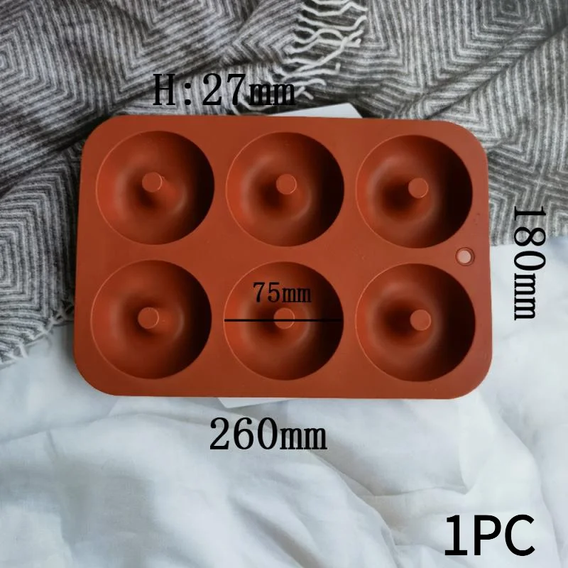 1PC 6 Holes Silicone Donut Mold Bagel Pan Non Stick Baking Heat Resistance Mould Doughnut Maker Pan Baking Tool.