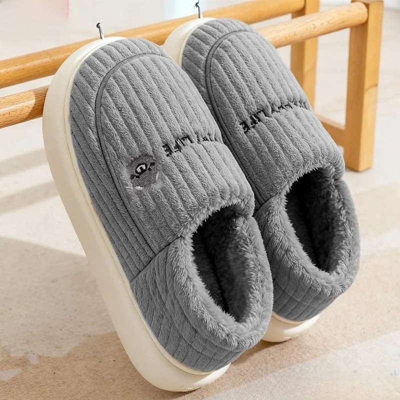 

Теплые домашние тапочки унисекс с противоскользящей подошвой для мужчин и женщин, зимние, хлопковые, Fly Blue Valley