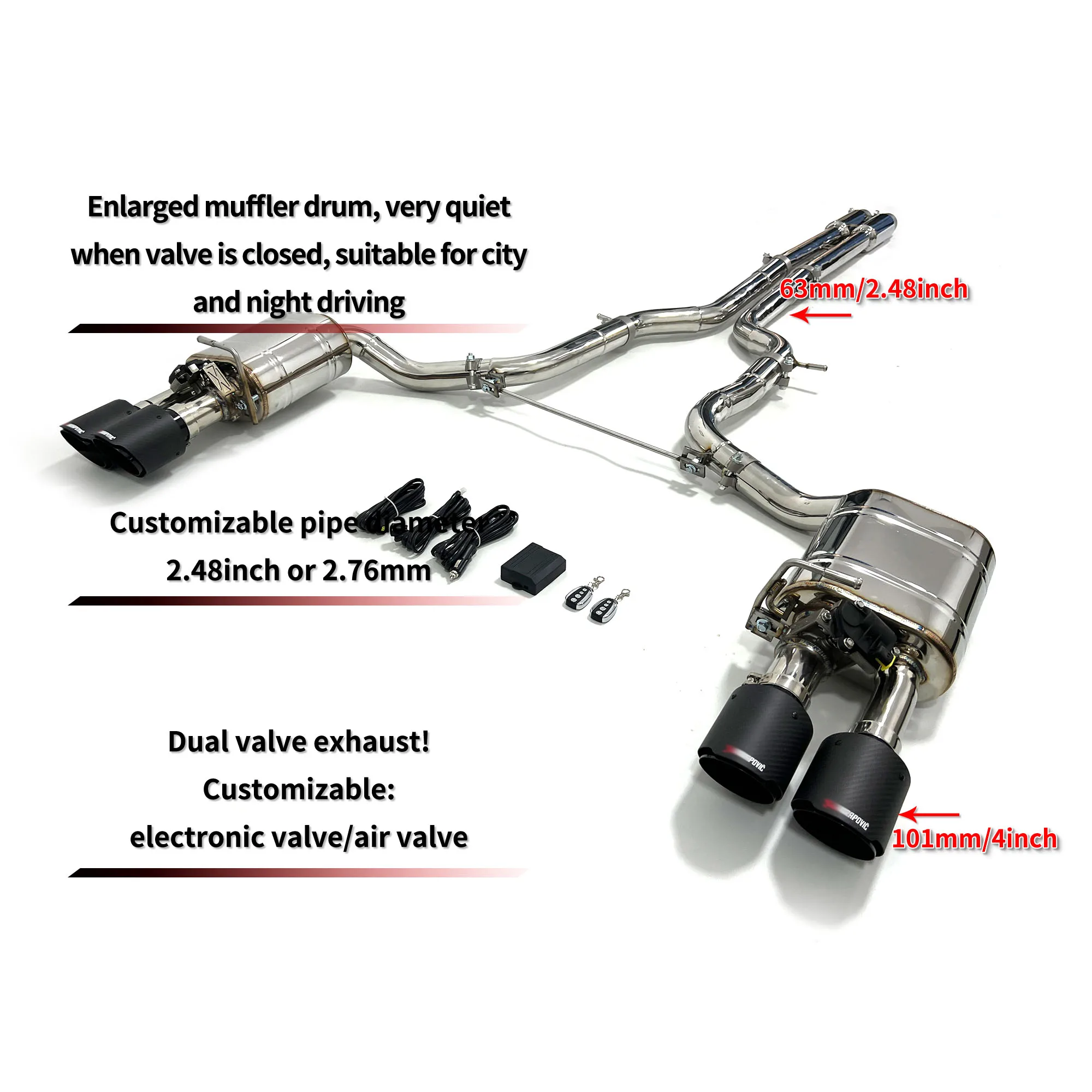 HEO For Porsche Panamera 970 Catback Exhaust 3.6L 4.8L 4.8T Stainless Steel High-Performance Exhaust 70mm Custom Valve Muffler