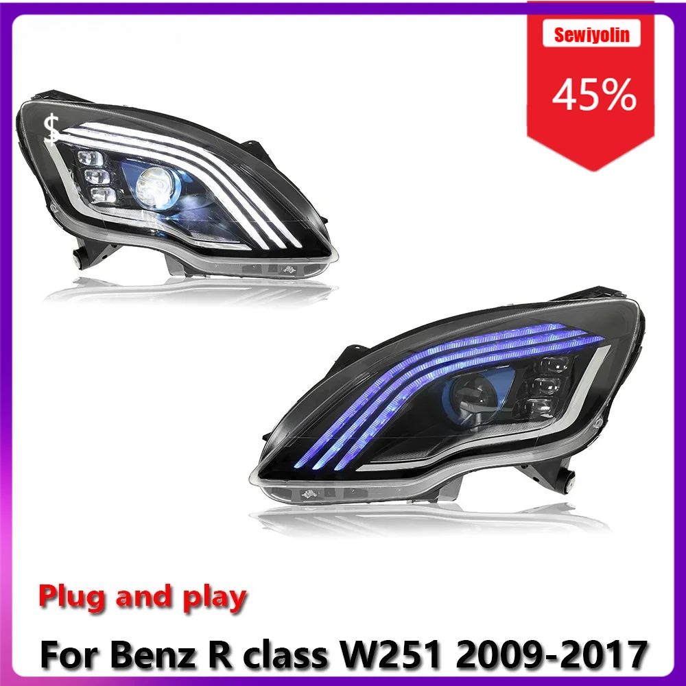 

Автомобильные светодиодные лампы Sewiyolin в сборе для Benz R-class W251 2009-2017, противотуманные фары DRL, стоп-сигналы поворота Plug and Play