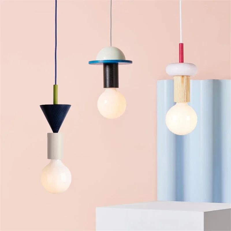 Japanese Wooden Pendant Lights Glass Ball E27 Restaurant Bedroom Bedside Multicolor Art Decorative