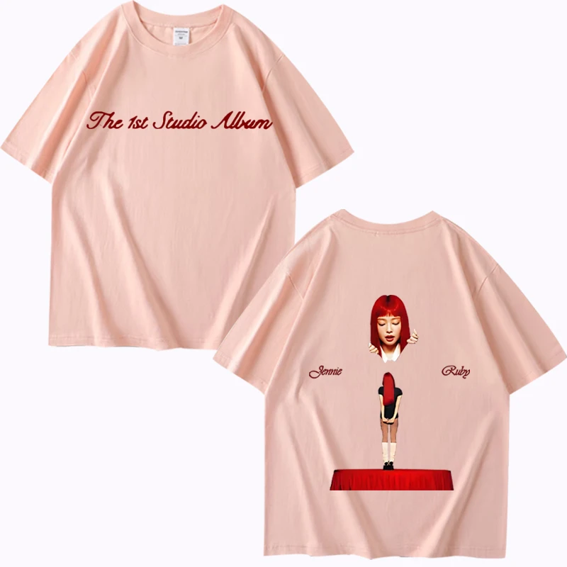 تي شيرت kpop Jennie Ruby The 1st Studio Album Merch للرجال والنساء 2025 موضة جديدة 100% قطن قصير الأكمام مطبوع صيفي للجنسين
