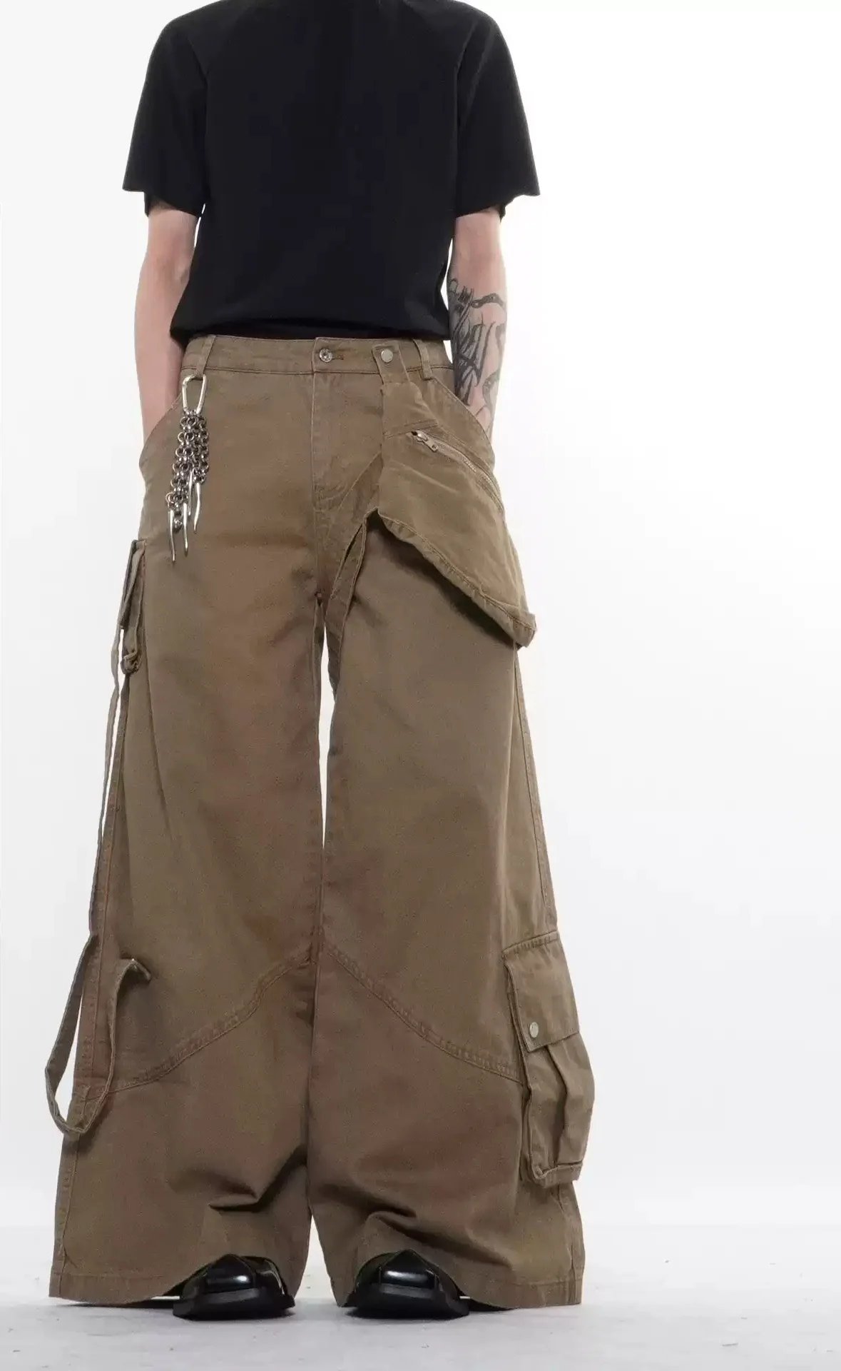 

Брюки-карго в американском стиле с отстегивающейся поясной сумкой, модные, унисекс, свободные, повседневные, широкие, прямые