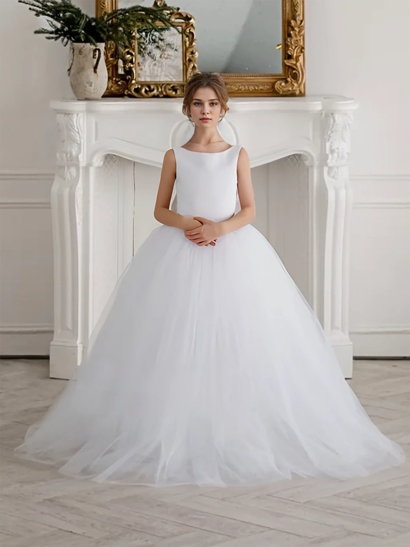 

Wedding Flower Girl Dress Children's Formal Tulle Birthday Party Elegant Princess Evening Dress Fancy Dance Dress Customized
