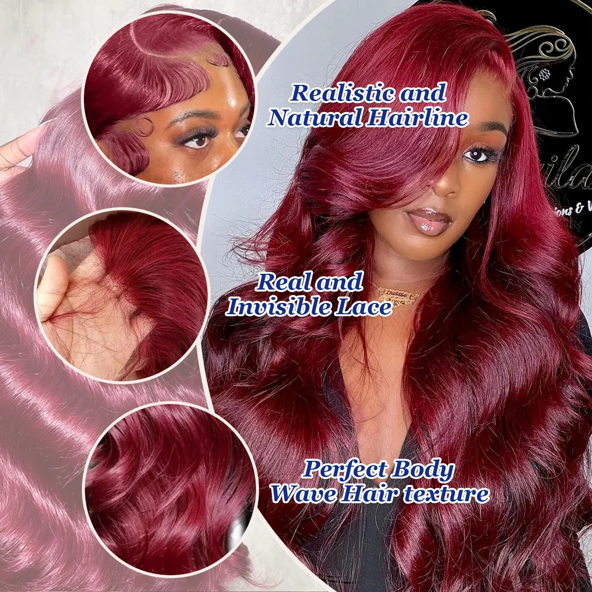99J Human Hair Wigs Body Wave 250% Density 46 Inches 13x6 13x4 HD Transparent Invisible Lace Frontal Wig Burgundy For Women Pre Plucked Pre Cut Lace Pre Bleached Knots Pre Styled Brazilian Hair