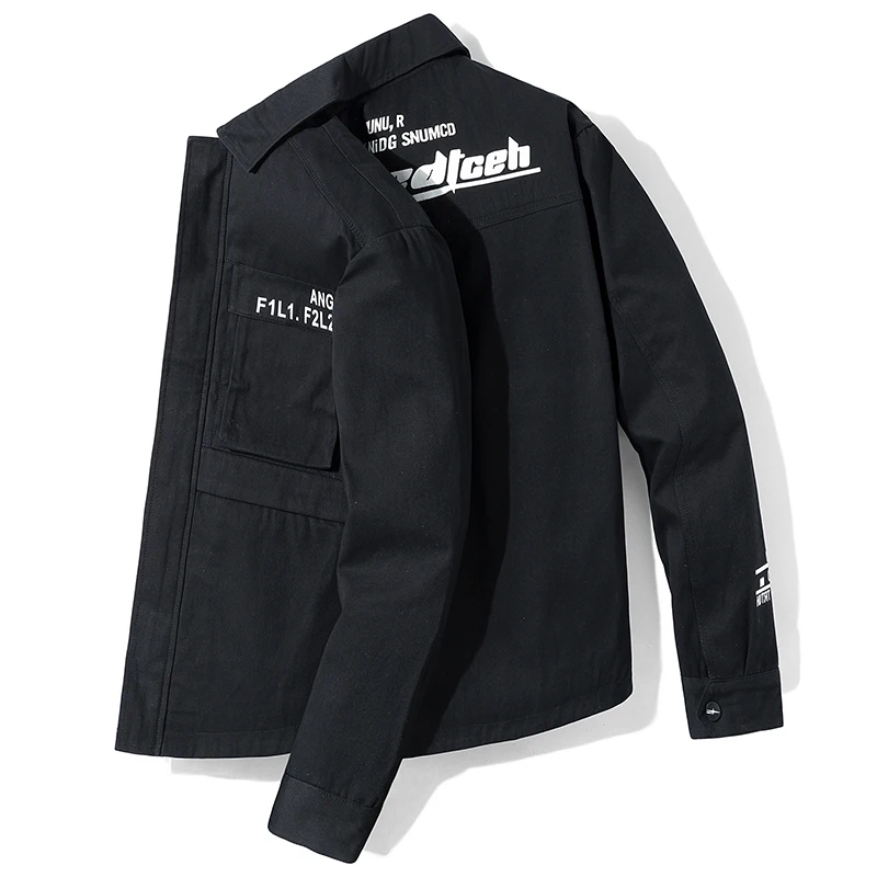 

Men's Faionable Windproof Jaet Collared Outerwear Spring Autumn Casual Workwear Polyester Fiber Zipper Closure Long Sve