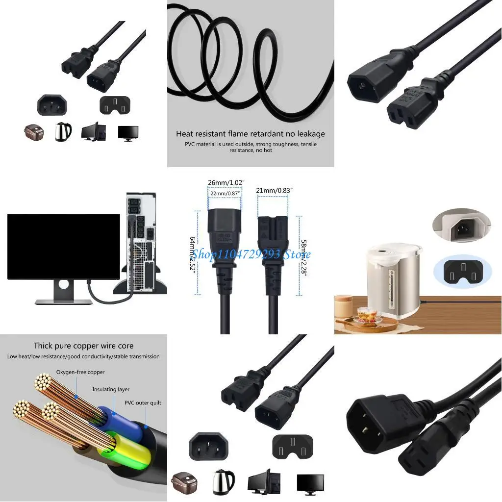 

Y2GD IEC 320 C15 Female to C14 Male Adapters Cord, C15-C14 Extension Cord, IEC C14 to C15 Adapters Connectors Cable