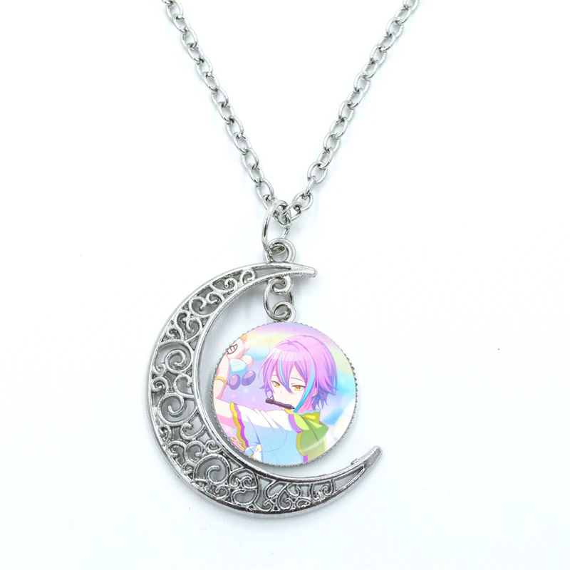 Project SEKAI Anime Wonderlands×Showtime Kamishiro Rui Glass Dome Cabochon Crescent Moon Necklace Statement Jewelry Gifts