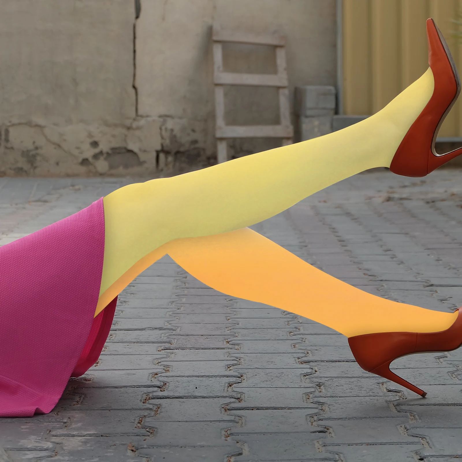 

1Pcs Fashionable Double Color Asymmetric Silk Stockings For Women - Unique Candy Color Party Wear