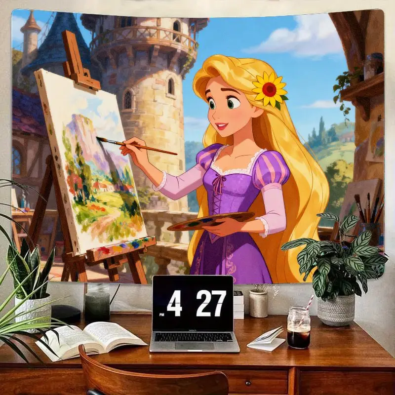 

1 шт., гобелен с изображением Рапунцель Диснея, эстетическое настенное искусство принцессы для девочек, спальни, гостиной, декор в общежитии, подарок.