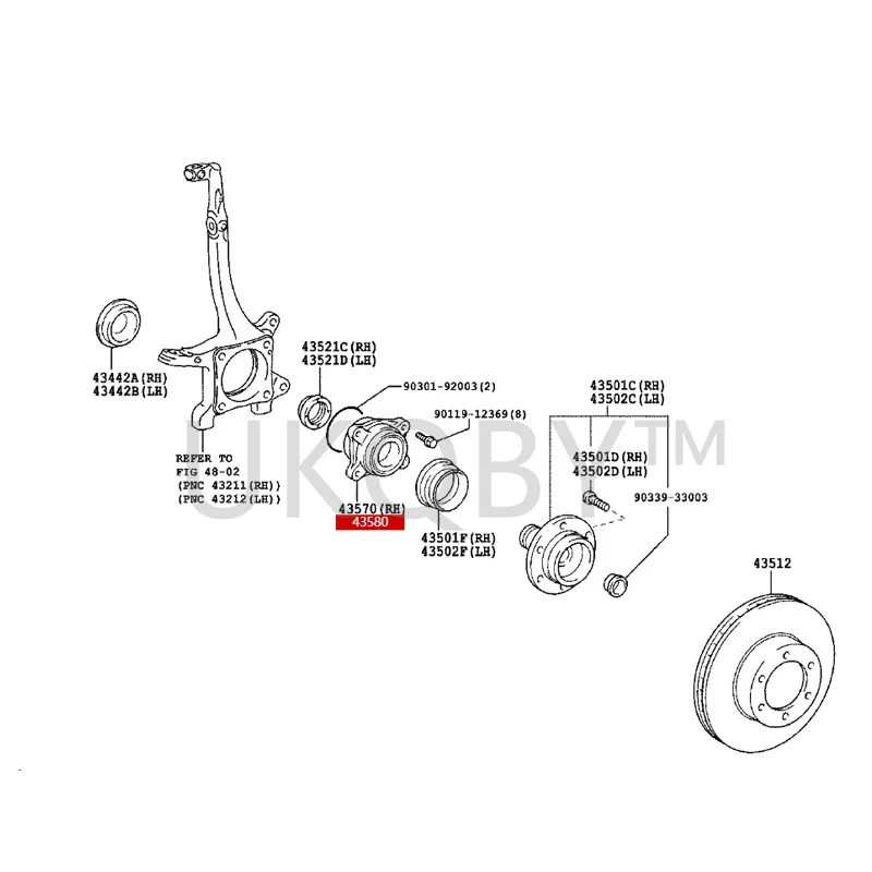 4357060011 4357060010 To yo ta Prado FJ Cool Road Ze 4Runner Land Cruiser Right front axle rotor bearing assembly with ABS