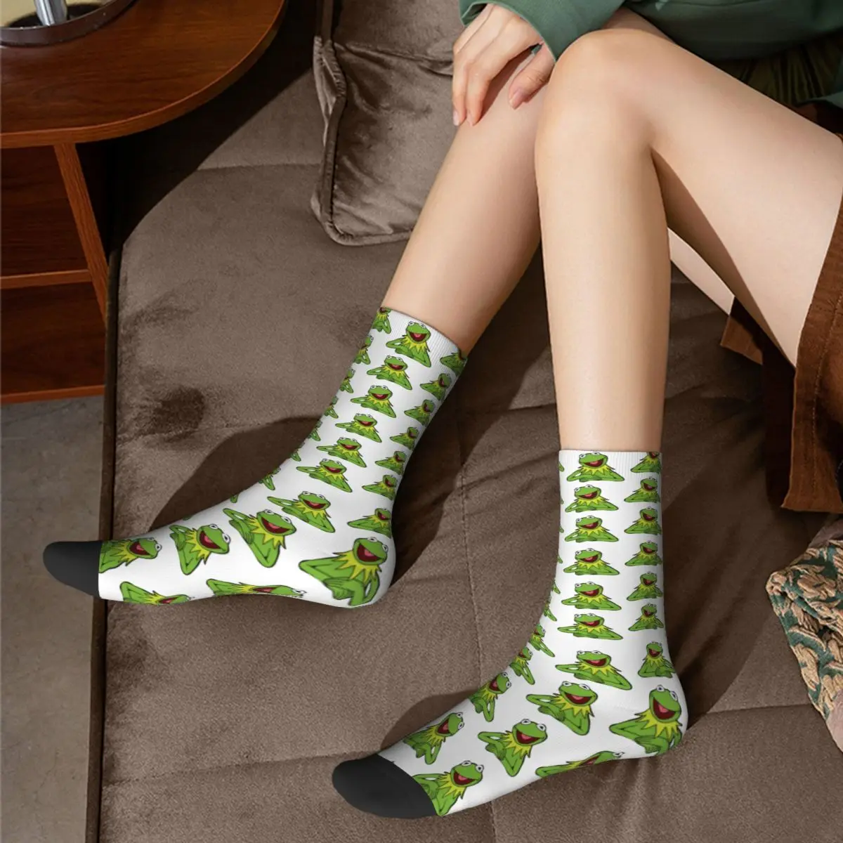 Autumn Winter Hip-hop Women Men Kermit The Frog Pattern The Muppets Show Socks Breathable Football Socks