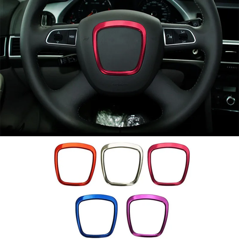 Trim Cover Sticker Chrome Steering Wheel Frame Replacement for Audi A3 8P S3 A4 B6 B7 B8 A5 A6 C6 Q7 Q5 Interior Accessories