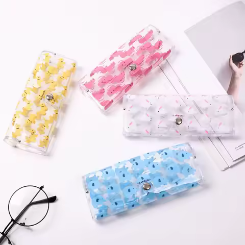 New Cartoon Glasses Box Cute Transparent Eyewear Protector Plastic Sunglasses Case Student